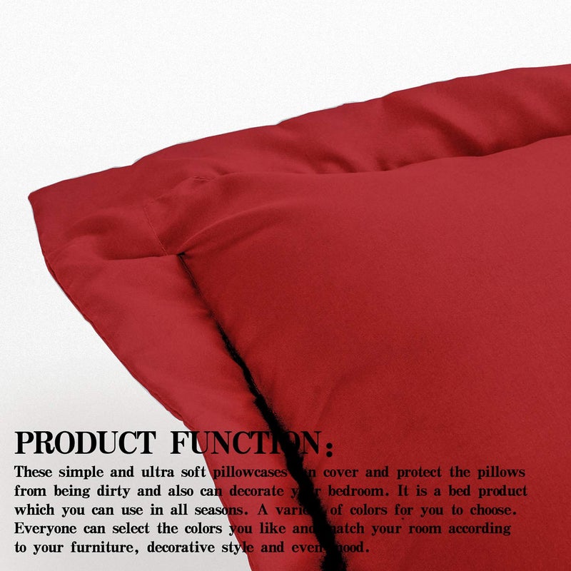 NTBAY NTBAY Queen Pillow Shams - 2 Pack Brushed Microfiber 20x30 Sham Covers - Super Soft and Cozy  Wrinkle  Fade  Stain Resistant 20x30 Inches Oxford Pillowcases  Wine Red  - Image 4