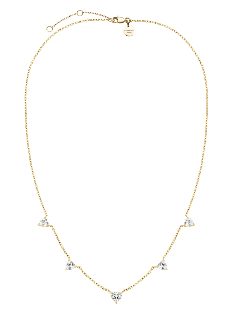 RoseField Rosefield Row of Hearts Necklace White Crystals - JNRHG-J1005