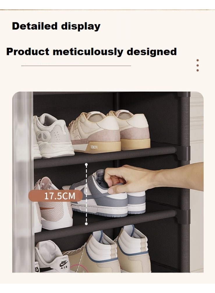 SHIXIN 7-Tier Multifunctional Folding Shoe Rack -- Indoor and Outdoor Dustproof Storage Rack -- Fabric Drawer Shoe Rack with Covering Curtain / Durable and Simple Entryway Storage Rack - Image 3