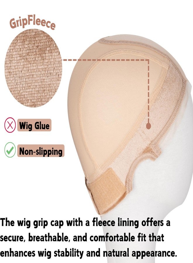 Cospack Women Lace Wig Grip Cap - 2x6 Middle Part Lace Area Adjustable Non-Slip Band With Velcro - Wig Gripper Around Lace Edge With Ear-Cutouts Comfortable Breathable No-Headache (LightBrown) - Image 3