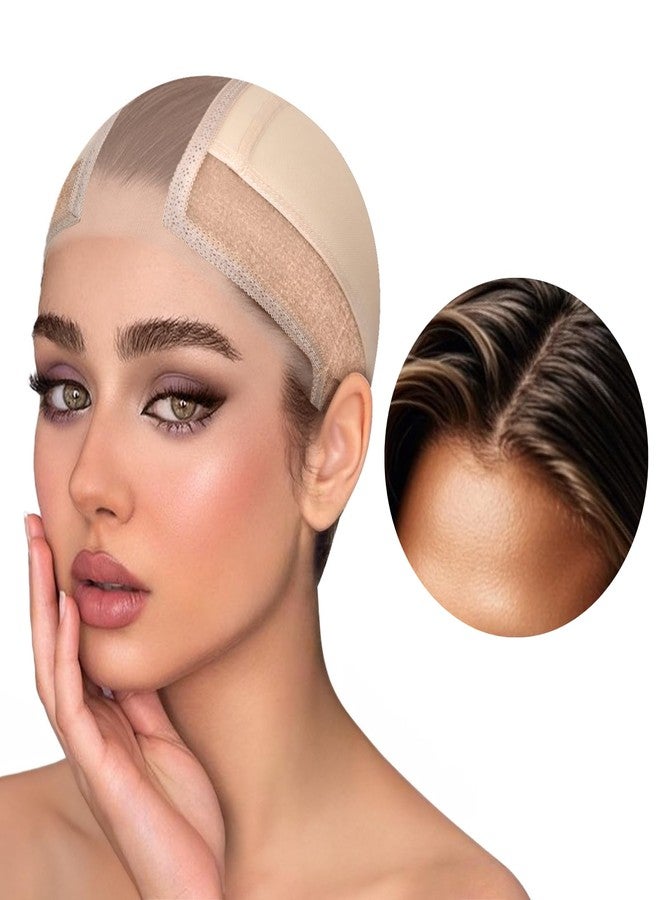 Cospack Women Lace Wig Grip Cap - 2x6 Middle Part Lace Area Adjustable Non-Slip Band With Velcro - Wig Gripper Around Lace Edge With Ear-Cutouts Comfortable Breathable No-Headache (LightBrown) - Image 1