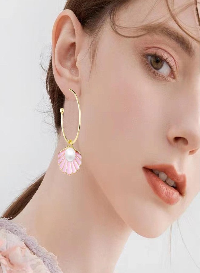 xinxingin 2 Pcs Shell Earrings for Women, Starfish Pearl Asymmetrical Dangle Earrings, Summer Beach Jewelry for Girls & Women, Lightweight Fashion Accessories - Image 4