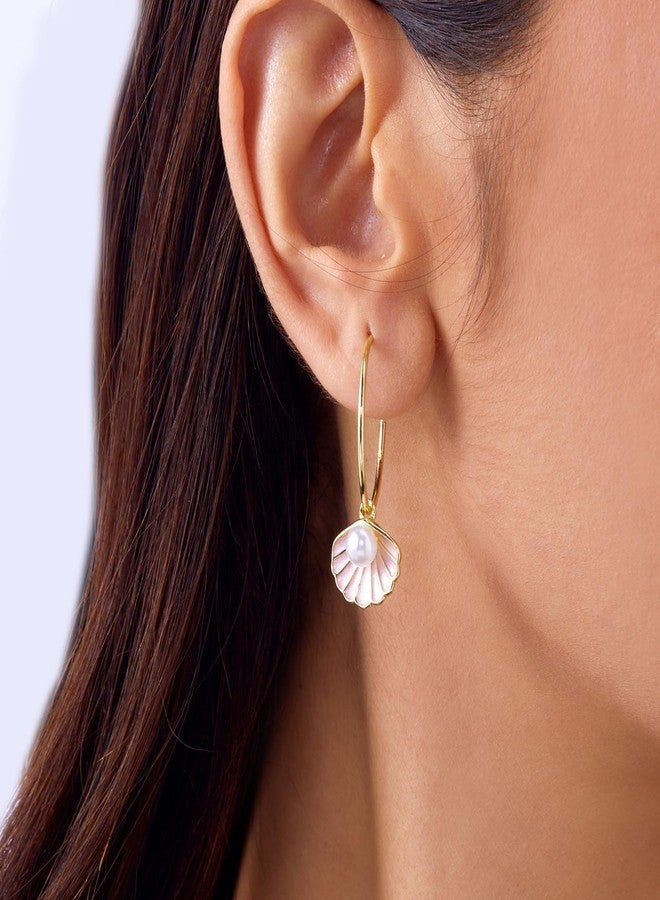 xinxingin 2 Pcs Shell Earrings for Women, Starfish Pearl Asymmetrical Dangle Earrings, Summer Beach Jewelry for Girls & Women, Lightweight Fashion Accessories - Image 2