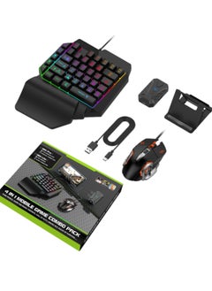 Rabos Half Hand Gaming Keyboard and Mouse Combo 4 in 1 Mobile Game Combo Pack Mobile Gamepad Controller One Handed Gaming Keyboard Mouse Converter for Android  - Image 1