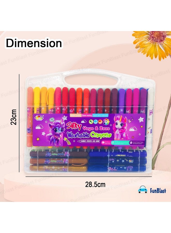 فنبلاست أقلام تلوين فن بلاست للأطفال - قابلة للغسل، ناعمة كالحرير، قابلة للدوران، 48 لونًا، في علبة، مجموعة أقلام تلوين للأطفال، مجموعة أقلام تلوين فنية للأطفال، مجموعة رسم وتلوين (48 لونًا) - Image 2