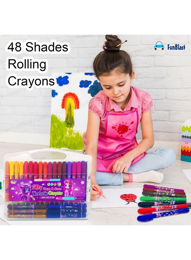 فنبلاست أقلام تلوين فن بلاست للأطفال - قابلة للغسل، ناعمة كالحرير، قابلة للدوران، 48 لونًا، في علبة، مجموعة أقلام تلوين للأطفال، مجموعة أقلام تلوين فنية للأطفال، مجموعة رسم وتلوين (48 لونًا) - Image 5