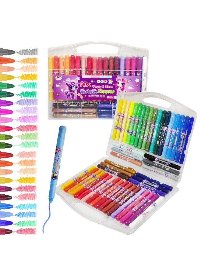 فنبلاست أقلام تلوين فن بلاست للأطفال - قابلة للغسل، ناعمة كالحرير، قابلة للدوران، 48 لونًا، في علبة، مجموعة أقلام تلوين للأطفال، مجموعة أقلام تلوين فنية للأطفال، مجموعة رسم وتلوين (48 لونًا) - Image 1