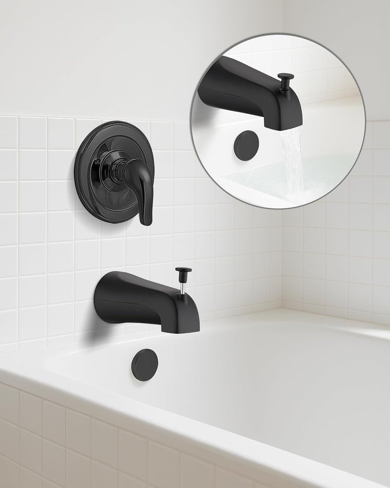 OrgCreator All Metal Bathtub Spout with Diverter, 5.3 Inch Tub Spout, Fits 1/2" Copper Slip-On and 1/2" or 3/4" IPS Threaded Pipes, Easy Lift to Switch, Leak-Free, Easy DIY Installation(Matte Black) - Image 3