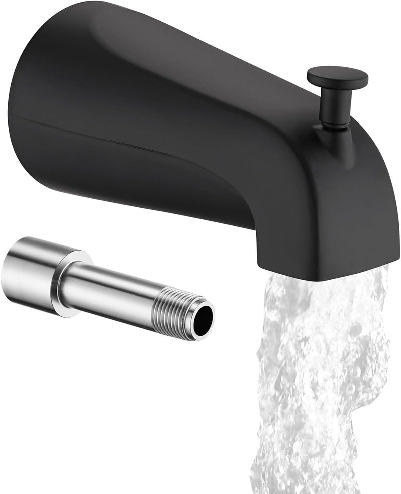 OrgCreator All Metal Bathtub Spout with Diverter, 5.3 Inch Tub Spout, Fits 1/2" Copper Slip-On and 1/2" or 3/4" IPS Threaded Pipes, Easy Lift to Switch, Leak-Free, Easy DIY Installation(Matte Black) - Image 1