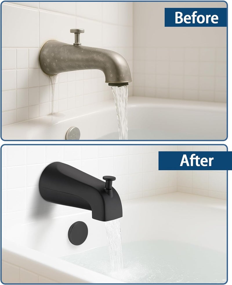 OrgCreator All Metal Bathtub Spout with Diverter, 5.3 Inch Tub Spout, Fits 1/2" Copper Slip-On and 1/2" or 3/4" IPS Threaded Pipes, Easy Lift to Switch, Leak-Free, Easy DIY Installation(Matte Black) - Image 5