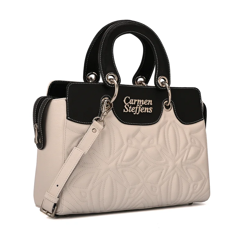 White Leather Bag Bianco with Quilting