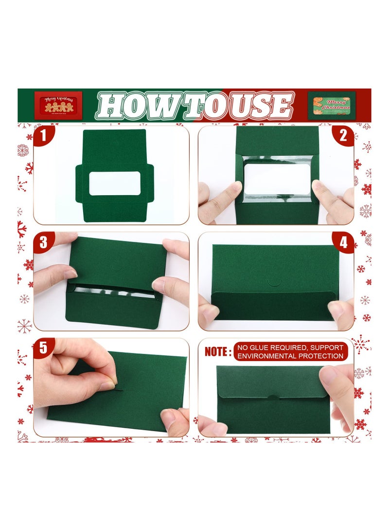 60 Pack Window Gift Card Envelopes Gift Card Sleeves Blank Holders for Greeting Mailing Envelopes Red and Green - Image 4