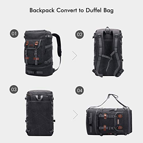 WITZMAN Travel Backpack for Men Canvas Backpack Large Convertible Carry on Luggage Rucksack (A568-2 Black) - Image 3