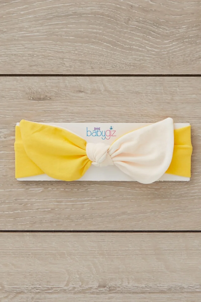 Babygiz White Yellow Handmade Soft Rabbit Ear Natural Cotton Combed Baby Kids Girls New Style Bandana