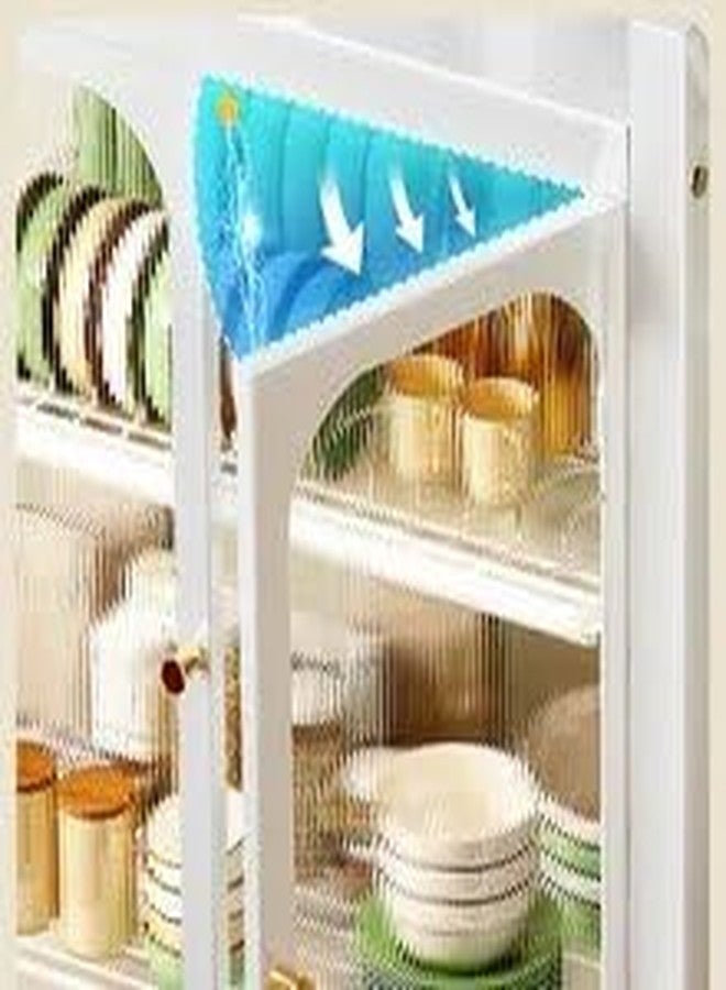 kesig Carbon Steel Kitchen Storage Rack Drain Dishware Storage Rack Countertop Storage Cupboard with Door Multifunctional Bowl Chopstick Storage Box Kitchen Countertop Plate Organizer (White) - Image 5