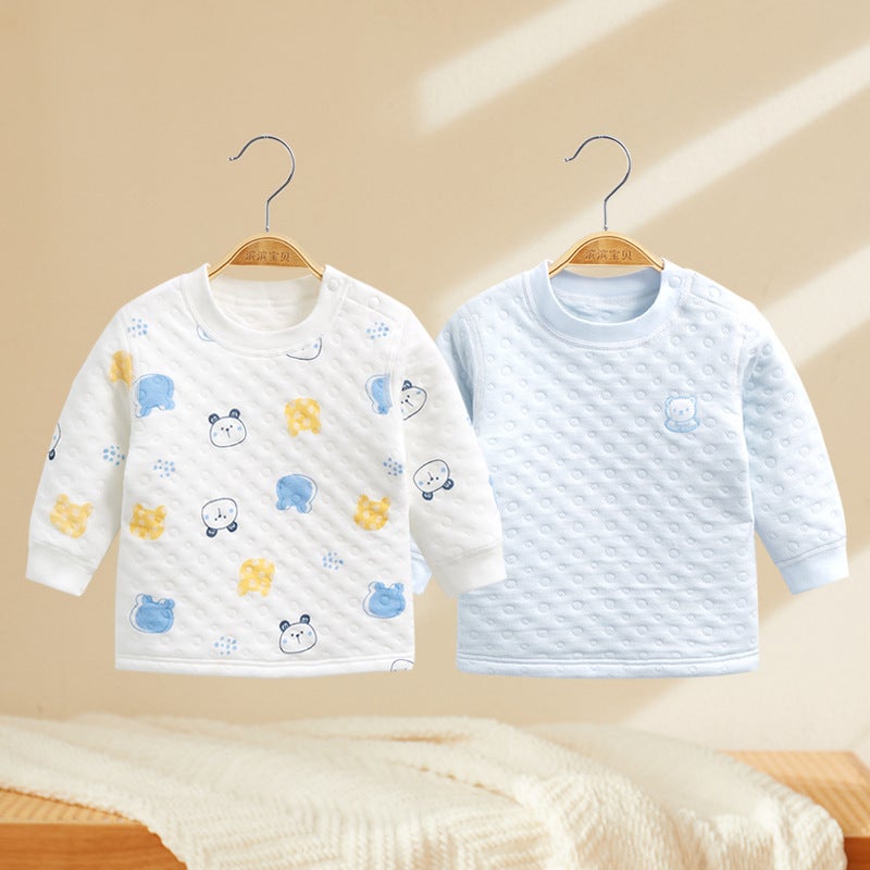 Baby''s Cotton Warm Top Baby''s Base Shirt Children''s Cotton Underwear Spring and Autumn Winter Men''s Cartoon Single Autumn Clothes for Women - Image 2