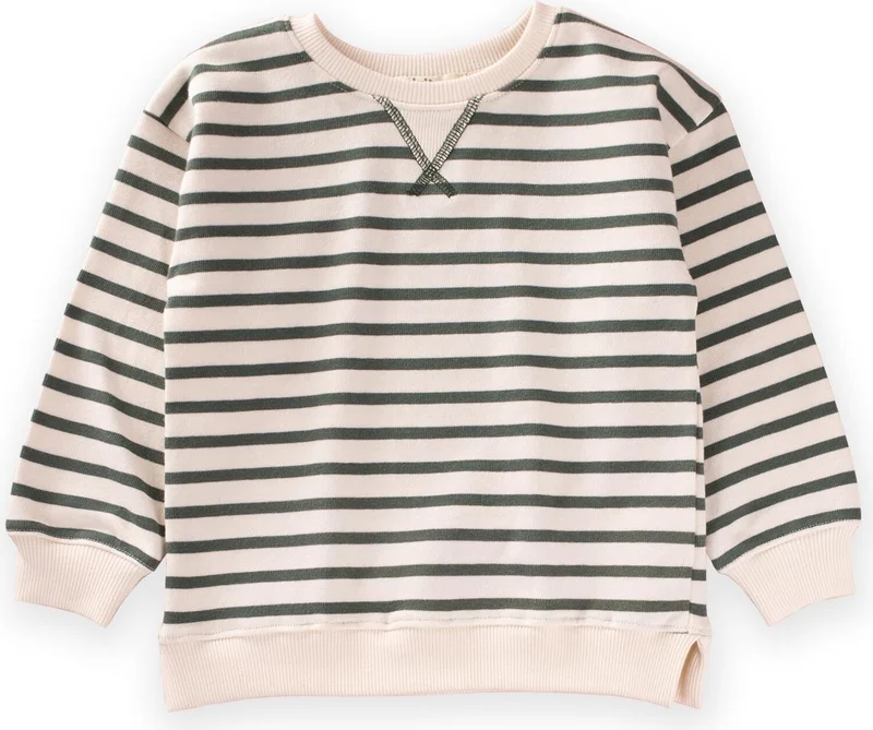Cigit Striped Cardigan Detailed Seasonal Sweat Khaki Green