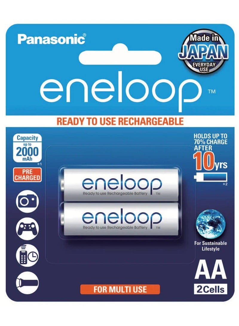 Panasonic Eneloop 2-Cells 2000mAh AA Rechargeable Batteries - Image 1