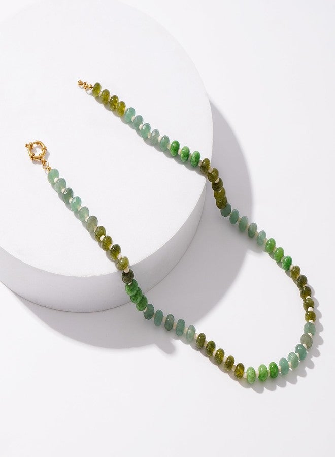LALAPPLE Colorful Beaded Gemstone Necklace for Women, Boho Rainbow Bead Choker with Natural Stone Crystal Beads, Handmade Summer Beach Necklace Jewelry, 17.5 inches, Stone, natural stone - Image 4
