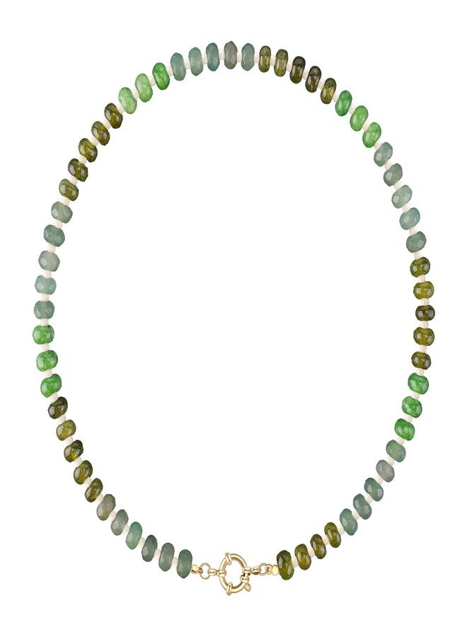 LALAPPLE Colorful Beaded Gemstone Necklace for Women, Boho Rainbow Bead Choker with Natural Stone Crystal Beads, Handmade Summer Beach Necklace Jewelry, 17.5 inches, Stone, natural stone - Image 1