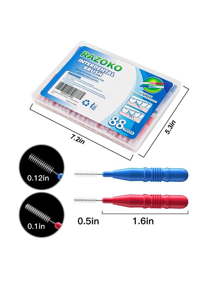 RAZOKO Interdental Brush, Flossing Head,Easy Use Tooth Cleaning Tool (88 Count)(2.5Mm/3Mm) - Image 3