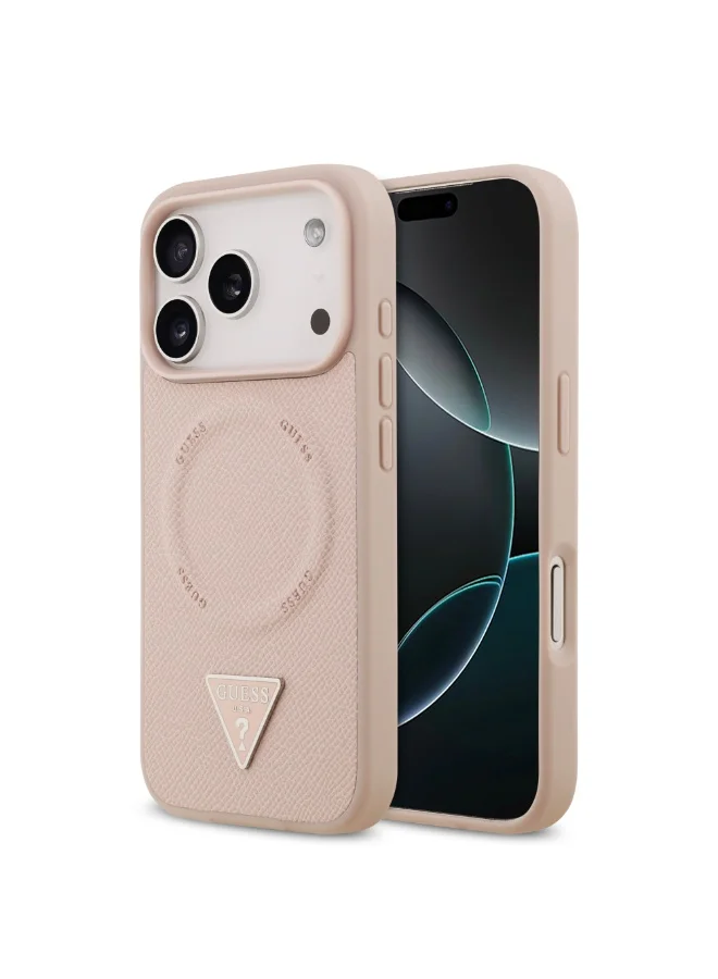 جس جراب iPhone 17 Pro MagSafe من جلد البولي يوريثان مع شعار مثلث / متوافق مع Magsafe / نحيف للغاية / تصميم خفيف الوزن / سهل التركيب - وردی