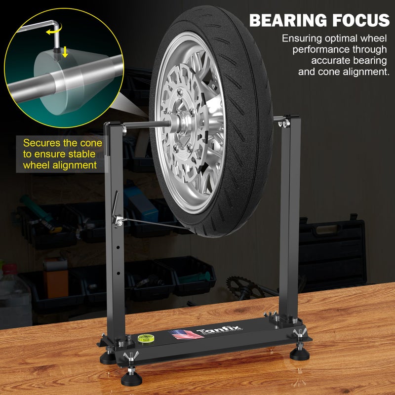Tanfix Motorcycle Wheel Balance Stand, Heavy-Duty Single-Axle Wheel Balancing Tool for Static & Dynamic Tire Alignment - Image 4