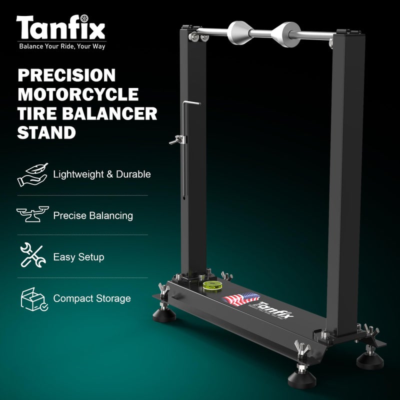 Tanfix Motorcycle Wheel Balance Stand, Heavy-Duty Single-Axle Wheel Balancing Tool for Static & Dynamic Tire Alignment - Image 3