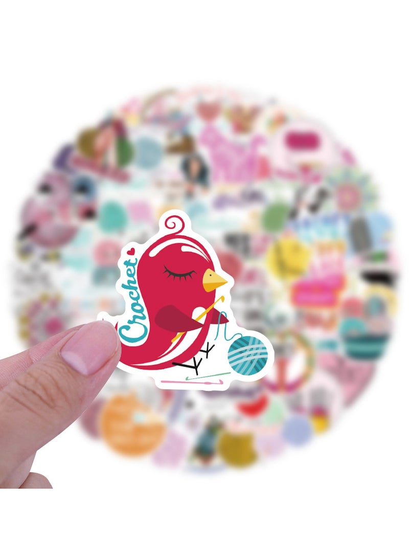 100 Pcs Cartoon Crochet Stickers Cute Stickers for Girls Women Personalized Vinyl Stickers for Water Bottles Scrapbook Laptop Stickers - Image 2
