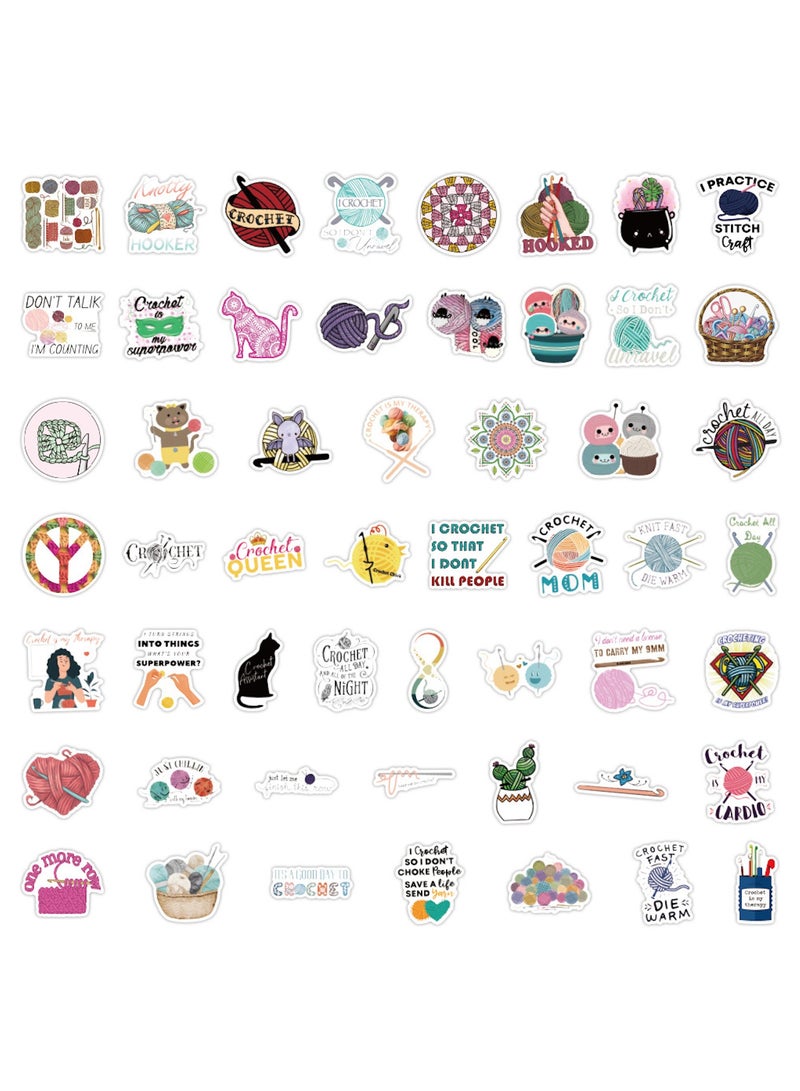 100 Pcs Cartoon Crochet Stickers Cute Stickers for Girls Women Personalized Vinyl Stickers for Water Bottles Scrapbook Laptop Stickers - Image 3