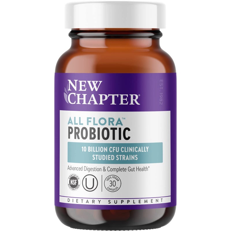 New Chapter Probiotic AllFlora 30 ct 1 Month Supply for Advanced Digestion Complete Gut Health with Prebiotics Postbiotics Clinically Studied Strains 100 Vegan NonGMO Shelf Stable
