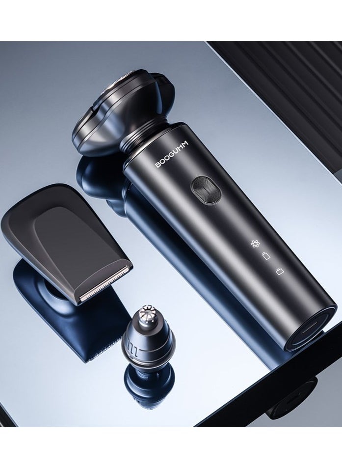 BOOGIC 3-in-1 Multifunctional Shaver - Sideburn Trimmer, Shaver, and Nose Hair Trimmer; IPX7 Waterproof; Intelligent Anti-Pinch; Type-C Fast Charging; 3D Floating Blades; 60-Minute Runtime.  - Image 1