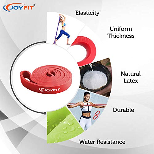 Joyfit Resistance Loop Bands - for Strength Training, Fitness Exercises, Pull up and Chin up Support, Leg, HIPS, Core, Back, Chest and Arms Workout for Men and Women at Home and Gym (Red) - Image 2