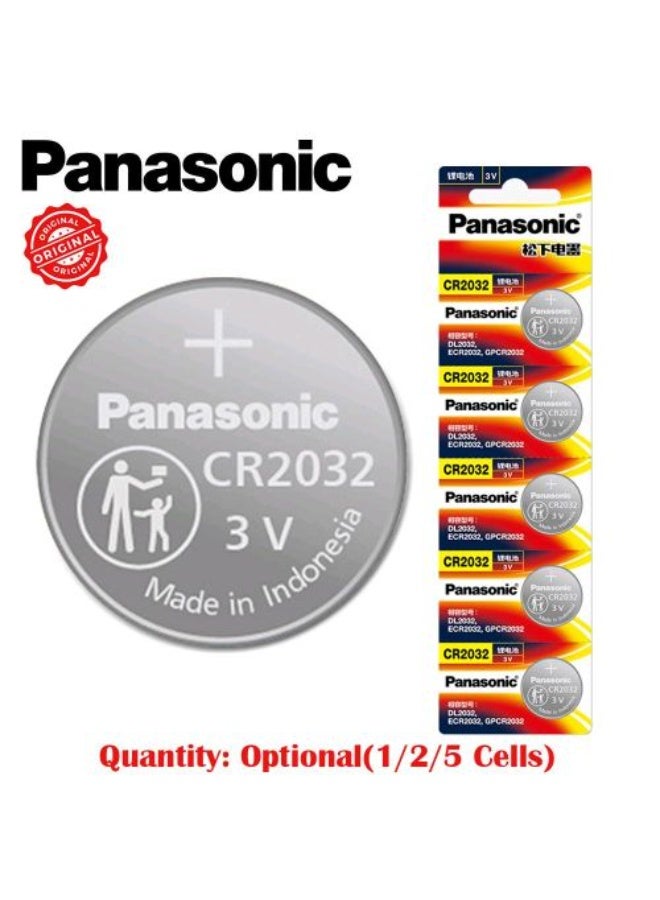 Panasonic CR2032 3V Lithium Coin Cell Batteries - Pack of 5 - Image 1