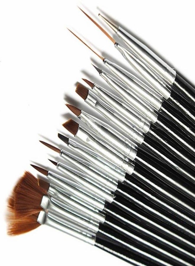 Gugzy® 15 Pcs Nail Art Design Painting Polish Brushes Dotting Drawing Pen Manicure Pedicure Tool Set (Black Silver) - Image 3