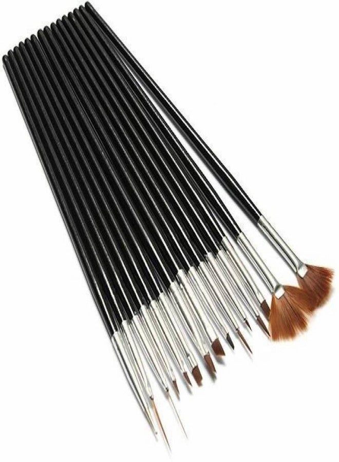 Gugzy® 15 Pcs Nail Art Design Painting Polish Brushes Dotting Drawing Pen Manicure Pedicure Tool Set (Black Silver) - Image 4