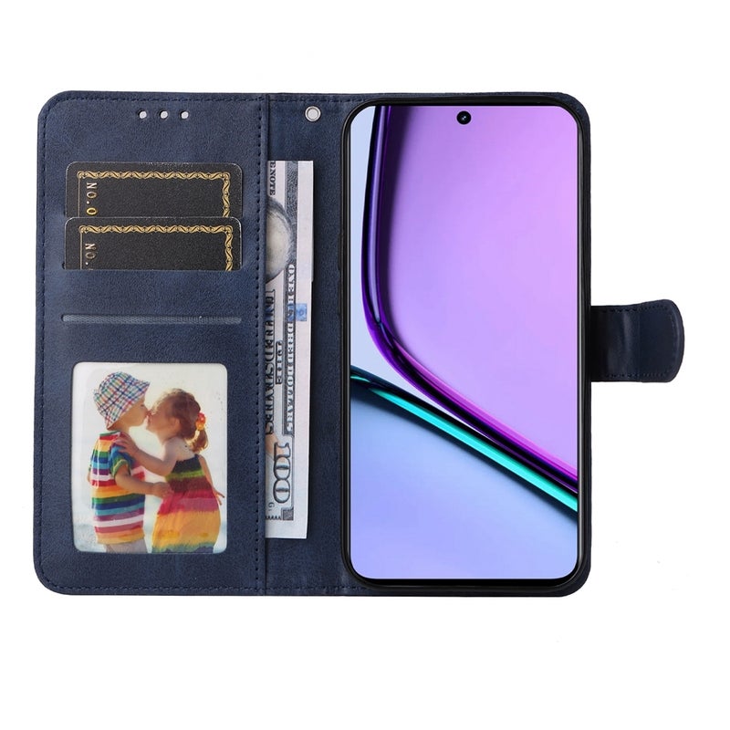 HuHa Case Cover For Realme C67 Global / 11 5G Taiwan Version Classic Calf Texture Flip Leather Phone Case(Blue) - Image 4