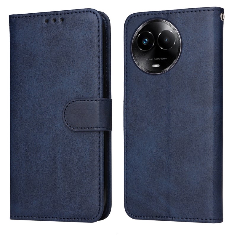 HuHa Case Cover For Realme C67 Global / 11 5G Taiwan Version Classic Calf Texture Flip Leather Phone Case(Blue) - Image 1
