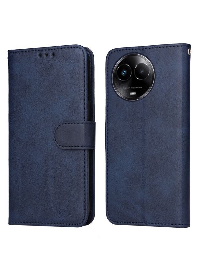 HuHa Case Cover For Realme C67 5G Global / 11 5G Taiwan Version Classic Calf Texture Flip Leather Phone Case Blue 