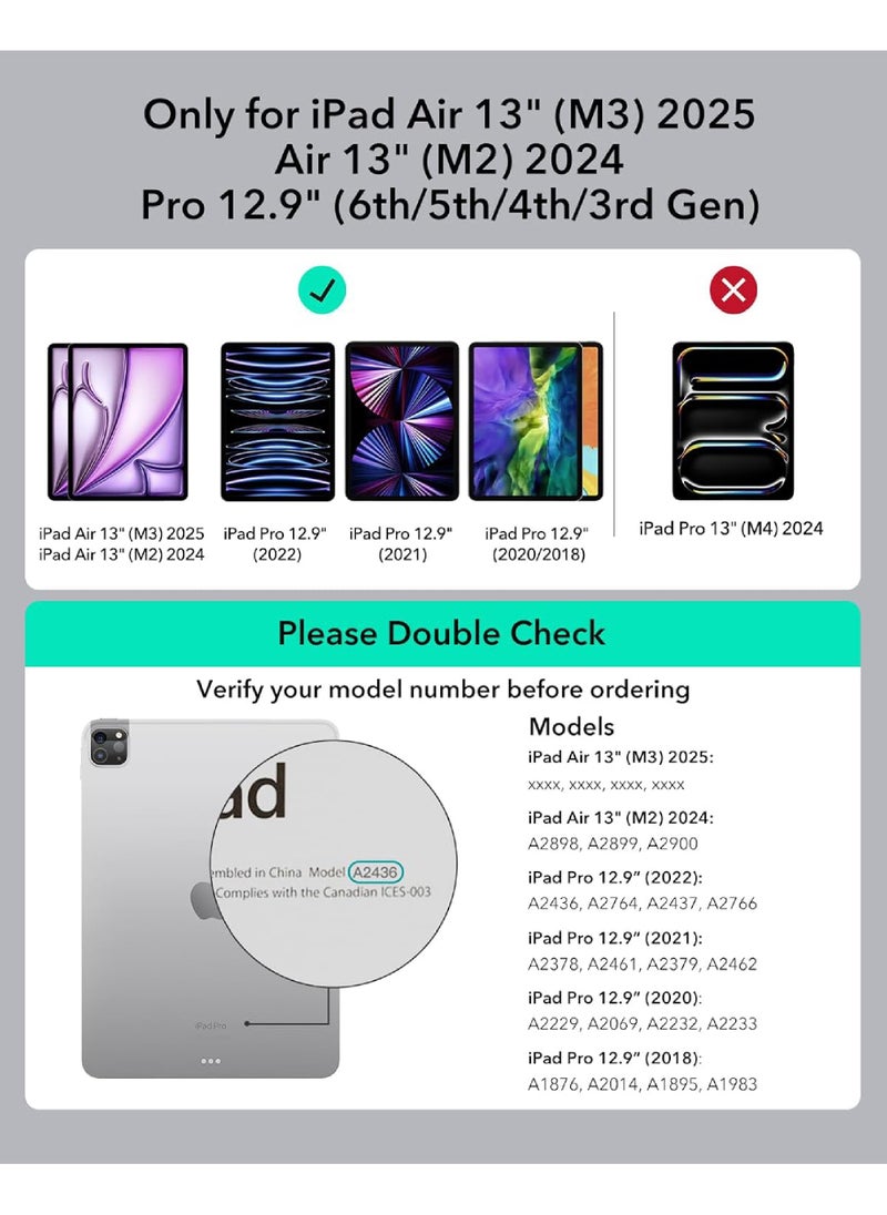 Rock Pow - Magic TrackPad Keyboard for Apple iPad Air 13 inch (M3/M2, 2025/2024),iPad Pro 12.9 inch(2022/2021/2020/2018) Case with Keyboard, Smart Wireless Keyboard Case for iPad Pro 12.9(2018-2023) Air 13 inch 2025/2024 with Pencil Slot - Image 1