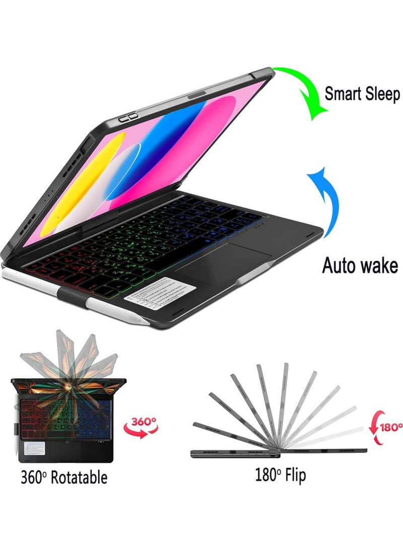 Rock Pow - Magic TrackPad Keyboard for Apple iPad Air 13 inch (M3/M2, 2025/2024),iPad Pro 12.9 inch(2022/2021/2020/2018) Case with Keyboard, Smart Wireless Keyboard Case for iPad Pro 12.9(2018-2023) Air 13 inch 2025/2024 with Pencil Slot - Image 1
