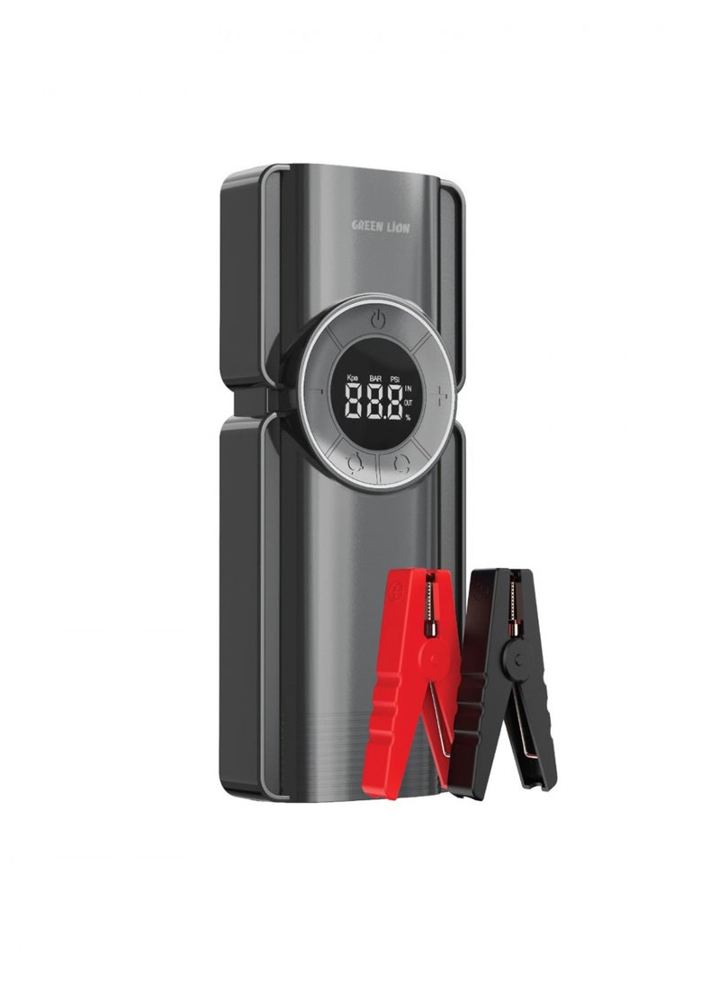 GREEN LION Portable Jump Starter with Air Compressor / 10000mAh Battery /Smart Jumper with Air Pump and LED Display - Black  - Image 5