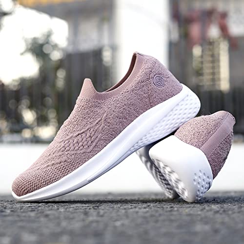Bacca Bucci® Walker Slip On Sneakers for Women Lightweight Walking Shoes Comfortable Breathable Mesh Sports Shoes | Pink, Size UK37 - Image 2