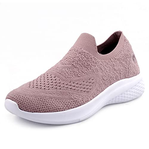 Bacca Bucci® Walker Slip On Sneakers for Women Lightweight Walking Shoes Comfortable Breathable Mesh Sports Shoes | Pink, Size UK37 - Image 1