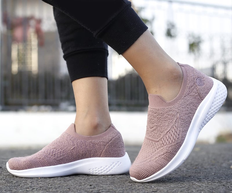 Bacca Bucci® Walker Slip On Sneakers for Women Lightweight Walking Shoes Comfortable Breathable Mesh Sports Shoes | Pink, Size UK37 - Image 4