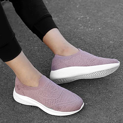 Bacca Bucci® Walker Slip On Sneakers for Women Lightweight Walking Shoes Comfortable Breathable Mesh Sports Shoes | Pink, Size UK37 - Image 3
