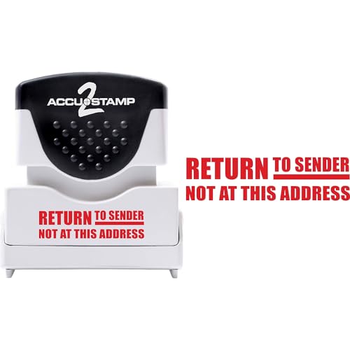 AccuStamp 2 Message Stamp with Shutter, 1-Color, Return to Sender NOT at This Address, 1-5/8" x 1/2" Impression, Pre-Ink, Red Ink (035632) - Image 2