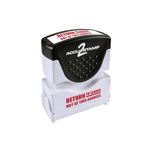 AccuStamp 2 Message Stamp with Shutter, 1-Color, Return to Sender NOT at This Address, 1-5/8" x 1/2" Impression, Pre-Ink, Red Ink (035632) - Image 1