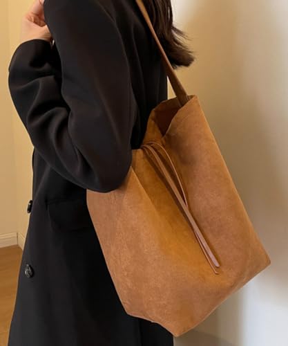 Pocadri Hobo Bags for Women Vegan Leather Handbag Suede Hobo Bags Bucket Shoulder Bag Purse Tote Handbag Fashion Designer Bag - Image 3