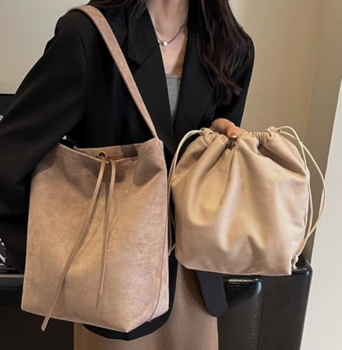 Pocadri Hobo Bags for Women Vegan Leather Handbag Suede Hobo Bags Bucket Shoulder Bag Purse Tote Handbag Fashion Designer Bag - Image 2
